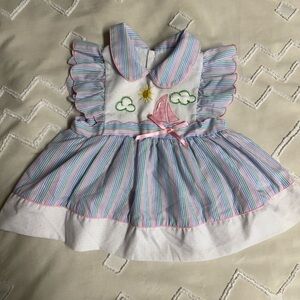 Striped Baby Dress with Sailboat Embroidery
